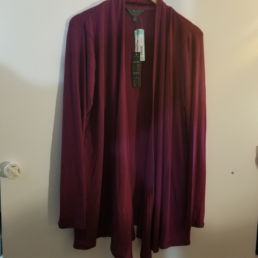 Drape front long sleeve open knit cardigan